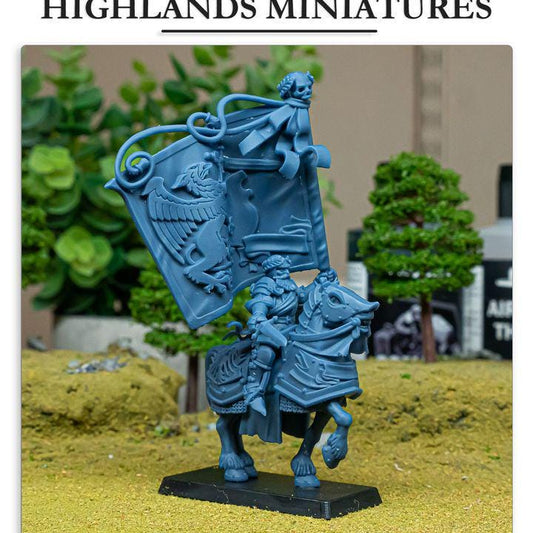 Sunland Battle Standard Bearer on Horse Highland Miniatures Hero Various Scales (US tariffs are pre-paid by us)