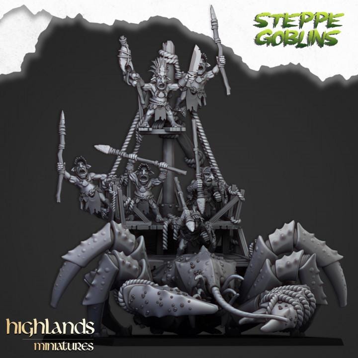 Mounted Coast Goblins on Giant Crab Highland Miniatures Various Scales (US tariffs are pre-paid by us)