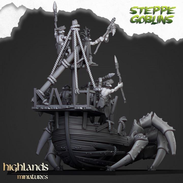 Mounted Coast Goblins on Giant Crab Highland Miniatures Various Scales (US tariffs are pre-paid by us)