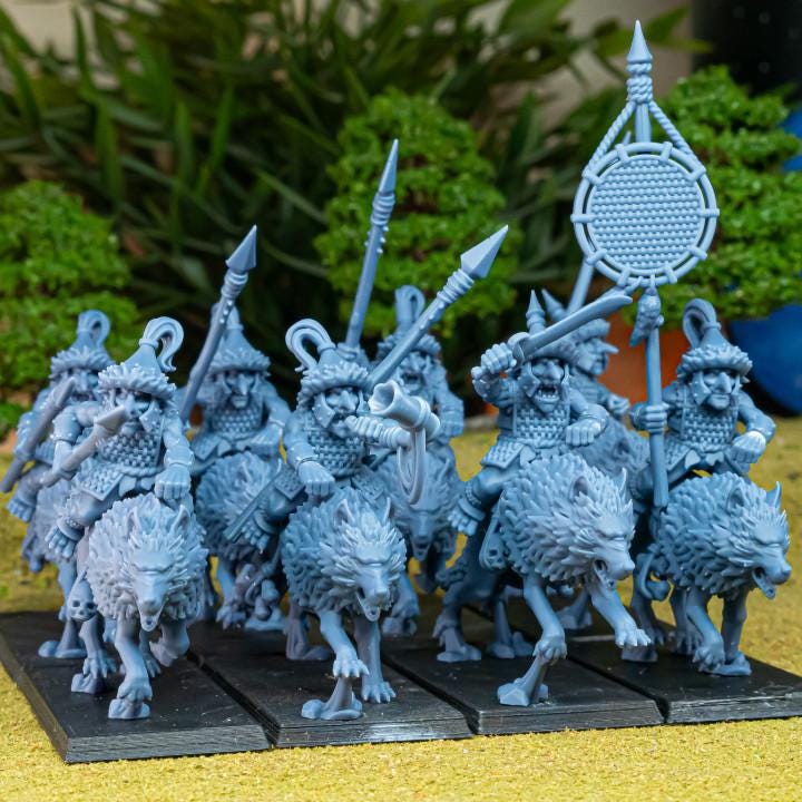 Mounted Steppe Goblins with Command Group 10 models Highland Miniatures Various Scales (US tariffs are pre-paid by us)