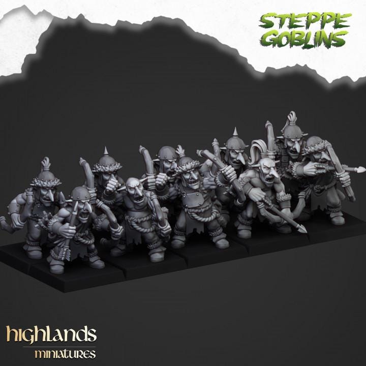 Steppe Goblin with Bows 10 models Highland Miniatures Various Scales (US tariffs are pre-paid by us)