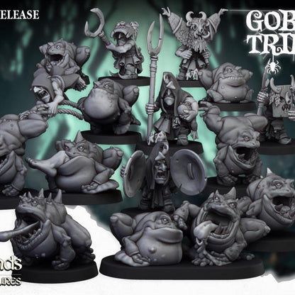 Swamp Goblins Herd 10 Frogs 5 Herders Highland Miniatures Various Scales (US tariffs are pre-paid by us)