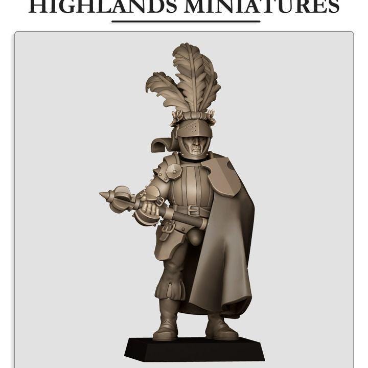 Sunland Captain 3 Variants on Foot Highland Miniatures Hero Various Scales (US tariffs are pre-paid by us)