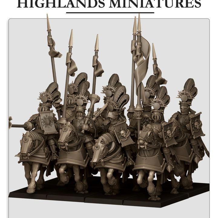 Sunland Golden Flames Knights 10 models Highland Miniatures Cavalry Various Scales (US tariffs are pre-paid by us)