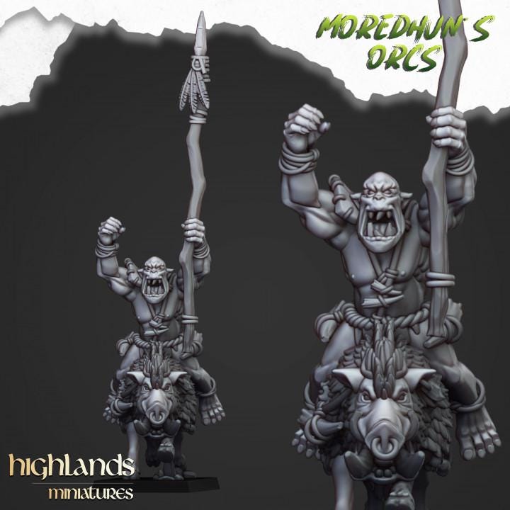 Mounted Cave Orcs with Command 10 models Highland Miniatures Various Scales (US tariffs are pre-paid by us)