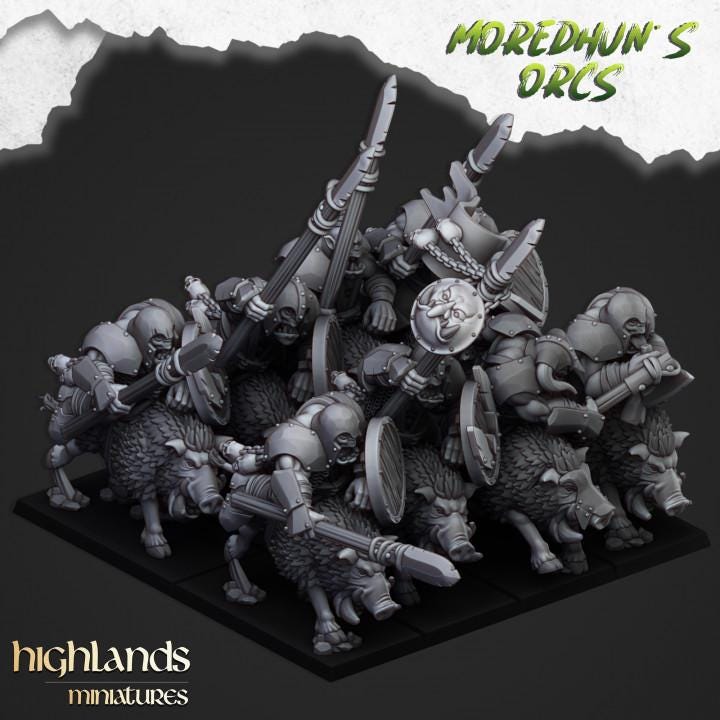Mounted Orcs with Spears 10 models Highland Miniatures Various Scales (US tariffs are pre-paid by us)