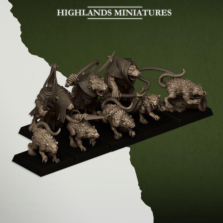 Rats and Rat Masters Sever Vermin 8 models Highland Miniatures Various Scales (US tariffs are pre-paid by us)