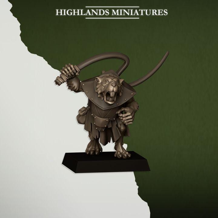 Rats and Rat Masters Sever Vermin 8 models Highland Miniatures Various Scales (US tariffs are pre-paid by us)