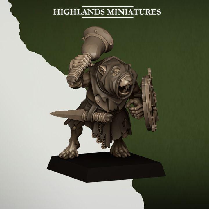 Sewer Rats with Command Sever Vermin 10 models Highland Miniatures Various Scales (US tariffs are pre-paid by us)