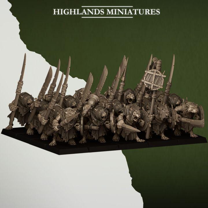 Sewer Rats with Command Sever Vermin 10 models Highland Miniatures Various Scales (US tariffs are pre-paid by us)