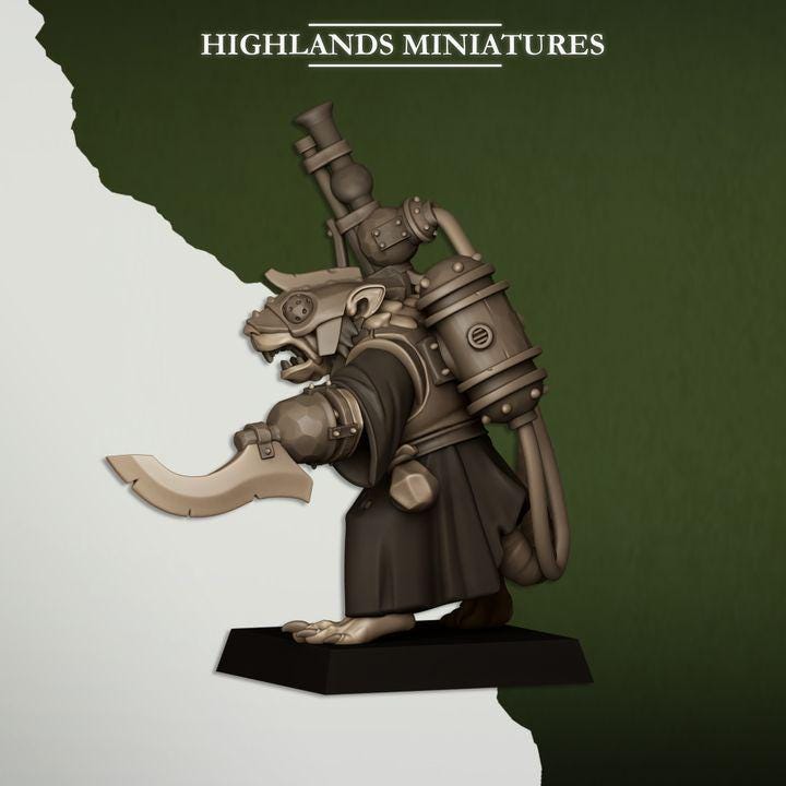 Sewer Vermin Engineer Highland Miniatures Hero Various Scales (US tariffs are pre-paid by us)