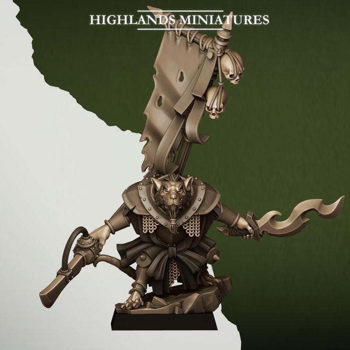 Sewer Vermin Warlord with Modular Weapons Highland Miniatures Hero Various Scales (US tariffs are pre-paid by us)