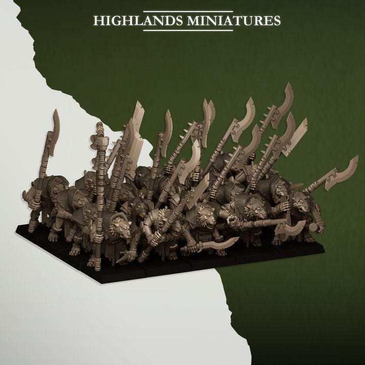 Sewer Vermin Vanguard with Command 10 models Highland Miniatures Various Scales (US tariffs are pre-paid by us)