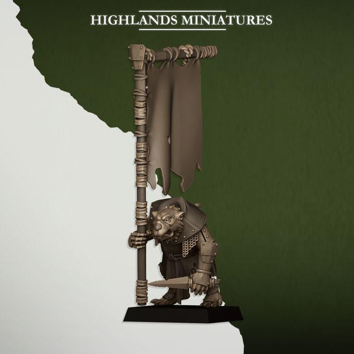 Sewer Vermin Vanguard with Command 10 models Highland Miniatures Various Scales (US tariffs are pre-paid by us)
