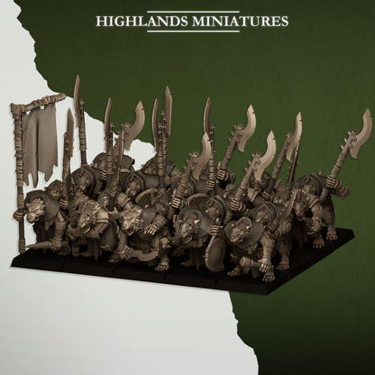 Sewer Vermin Vanguard with Command 10 models Highland Miniatures Various Scales (US tariffs are pre-paid by us)