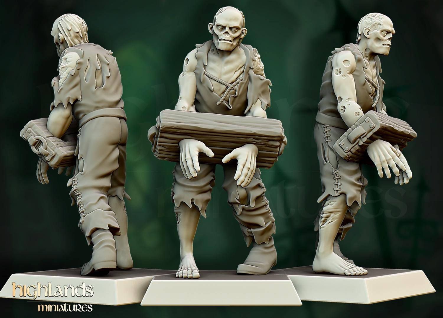Zombie Unit with Command Group 20 models Highland Miniatures Transilvanya Undead Various Scales (US tariffs are pre-paid by us)