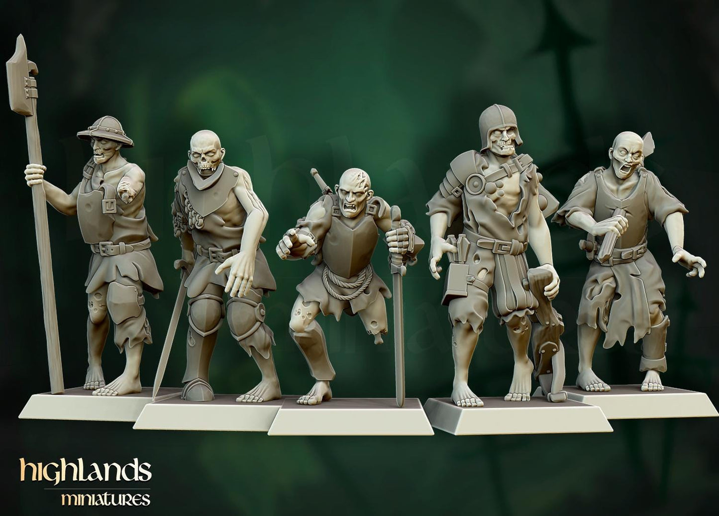 Zombie Unit with Command Group 20 models Highland Miniatures Transilvanya Undead Various Scales (US tariffs are pre-paid by us)