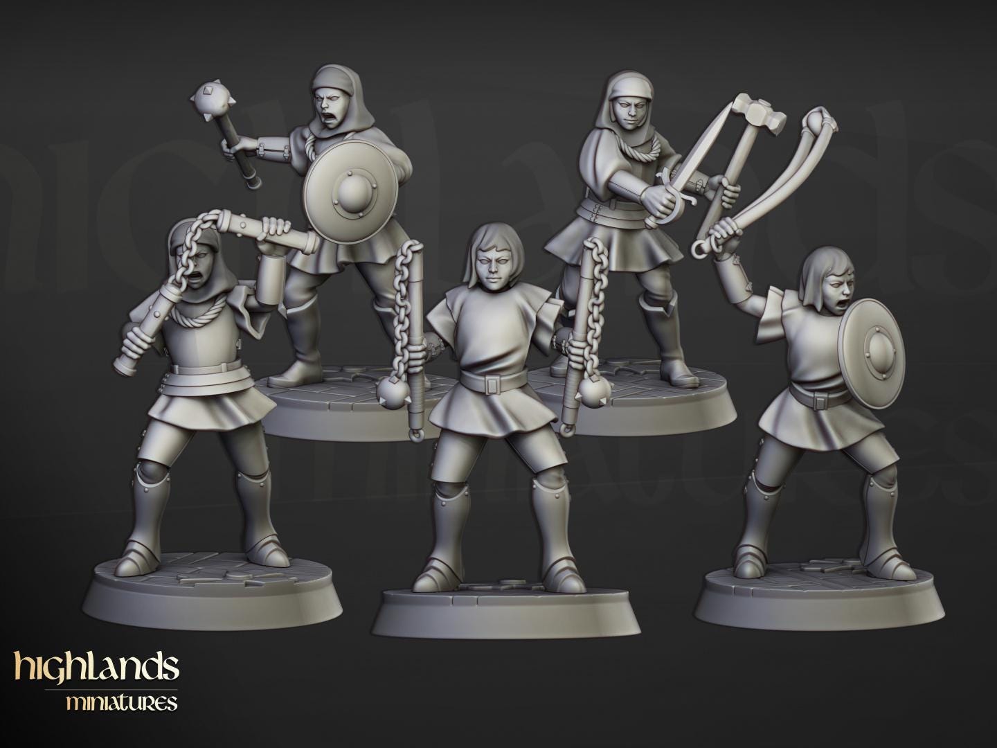 Young Sisters of Saint Helena 10 multipart models Highland Miniatures Various Scales (US tariffs are pre-paid by us)