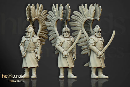 Winged Hussars on foot 10 models Highland Miniatures Various Scales (US tariffs are pre-paid by us)