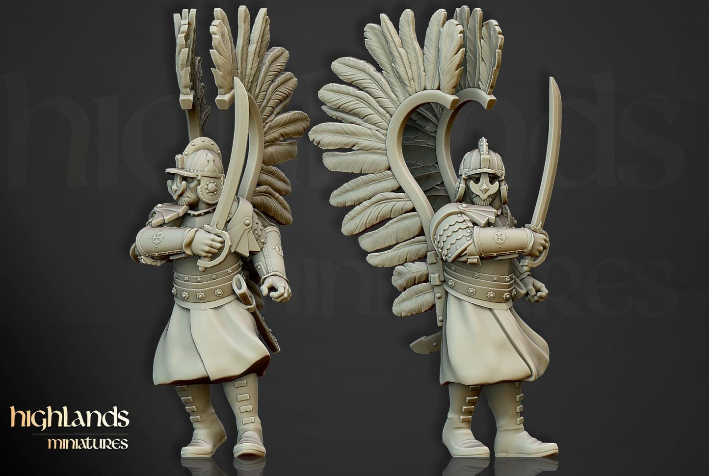 Winged Hussars on foot 10 models Highland Miniatures Various Scales (US tariffs are pre-paid by us)