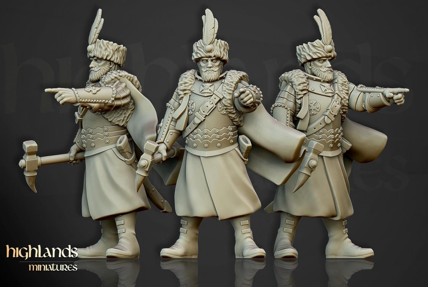Winged Hussars on foot 10 models Highland Miniatures Various Scales (US tariffs are pre-paid by us)