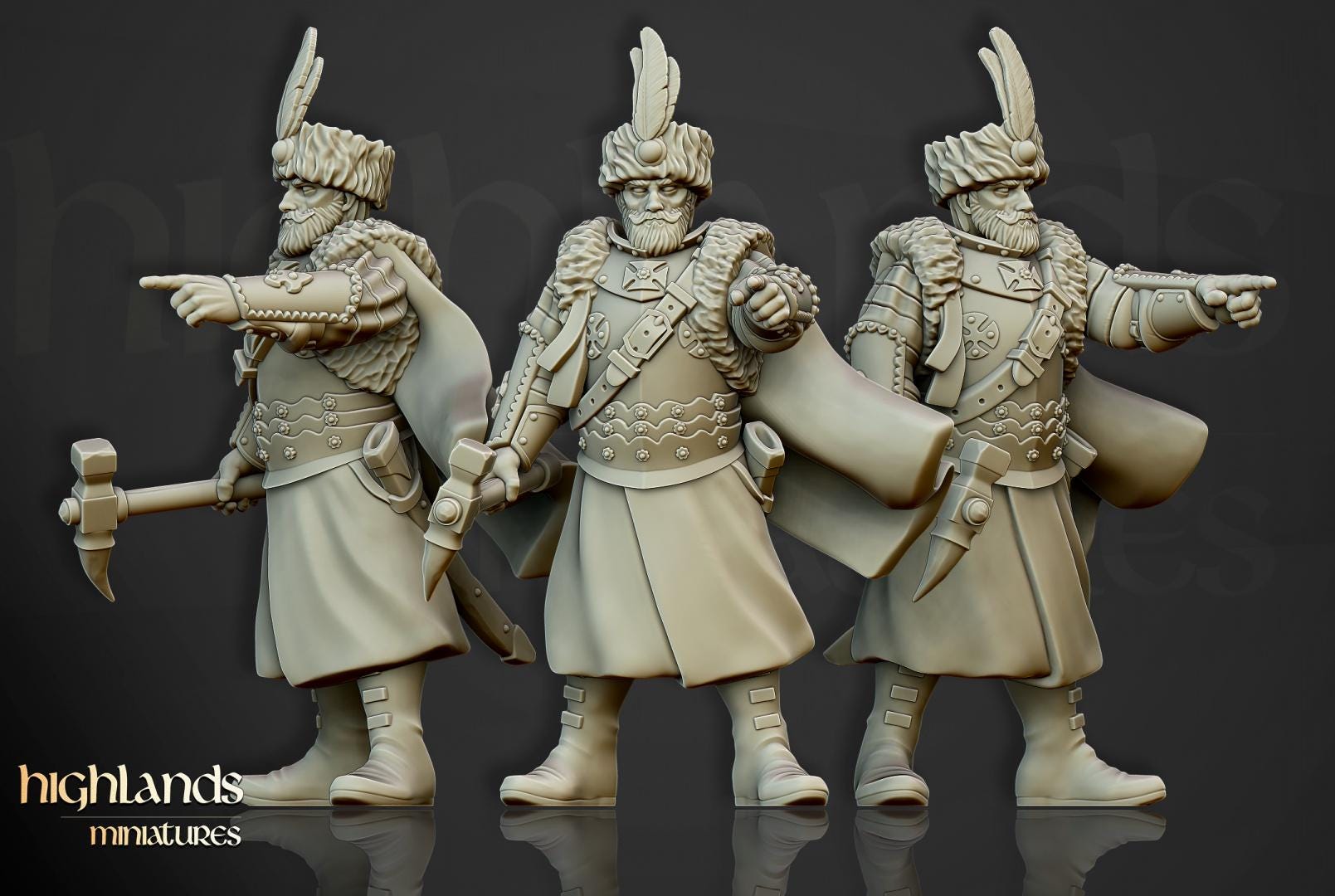 Winged Hussars on foot 10 models Highland Miniatures Various Scales (US tariffs are pre-paid by us)