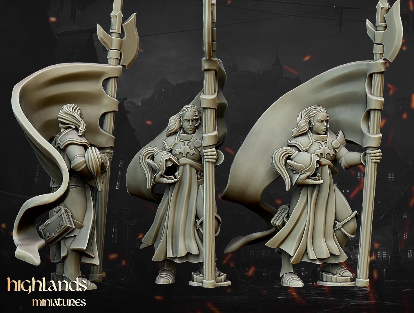 Warriors of the Lady with Command Group 10 multipart models Highland Miniatures Various Scales (US tariffs are pre-paid by us)