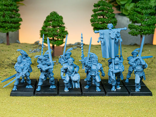 Sunland Landsknechts with Command Group 10 models Highland Miniatures Various Scales (US tariffs are pre-paid by us)