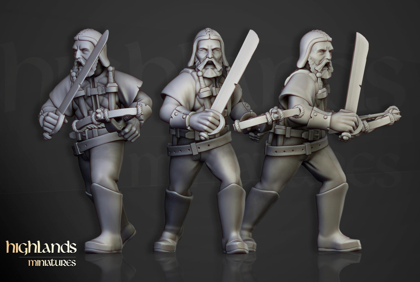 Sunland Militia with Command Group 10 multipart models Highland Miniatures Various Scales (US tariffs are pre-paid by us)