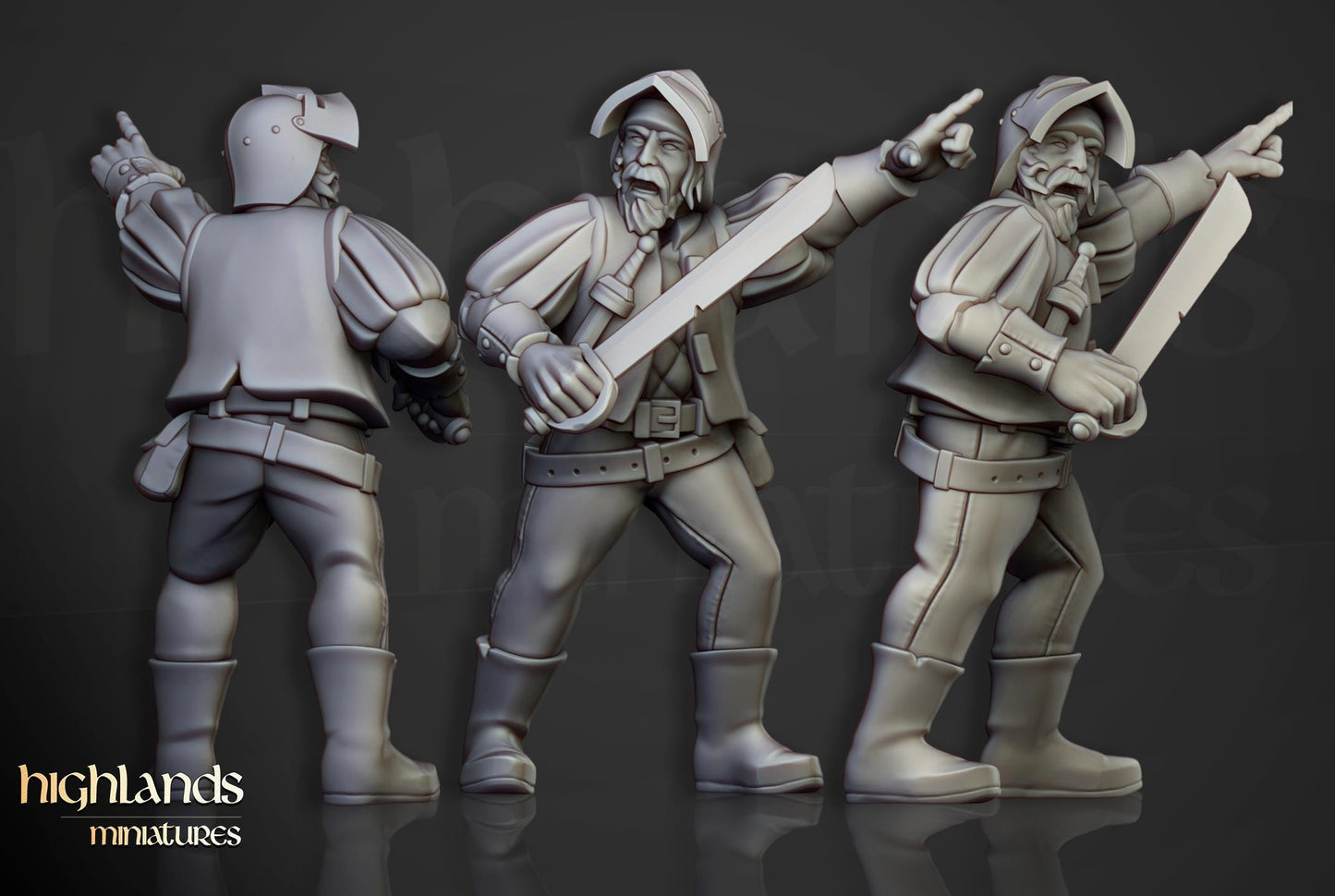 Sunland Militia with Command Group 10 multipart models Highland Miniatures Various Scales (US tariffs are pre-paid by us)