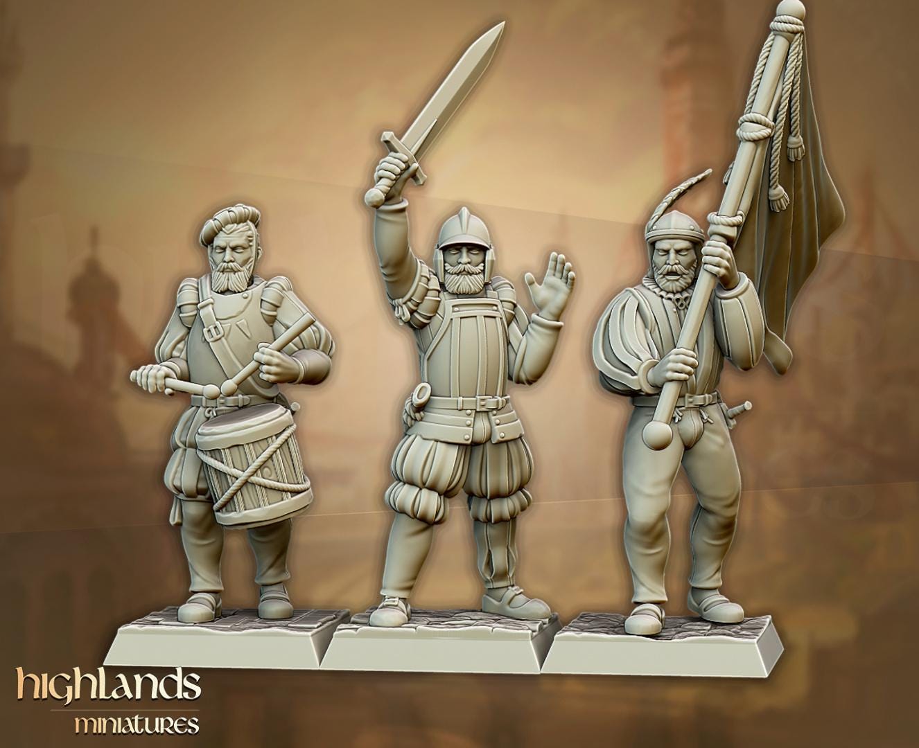 Sunland Imperial State Troops with Command Group 10 multipart models Highland Miniatures Various Scales (US tariffs are pre-paid by us)