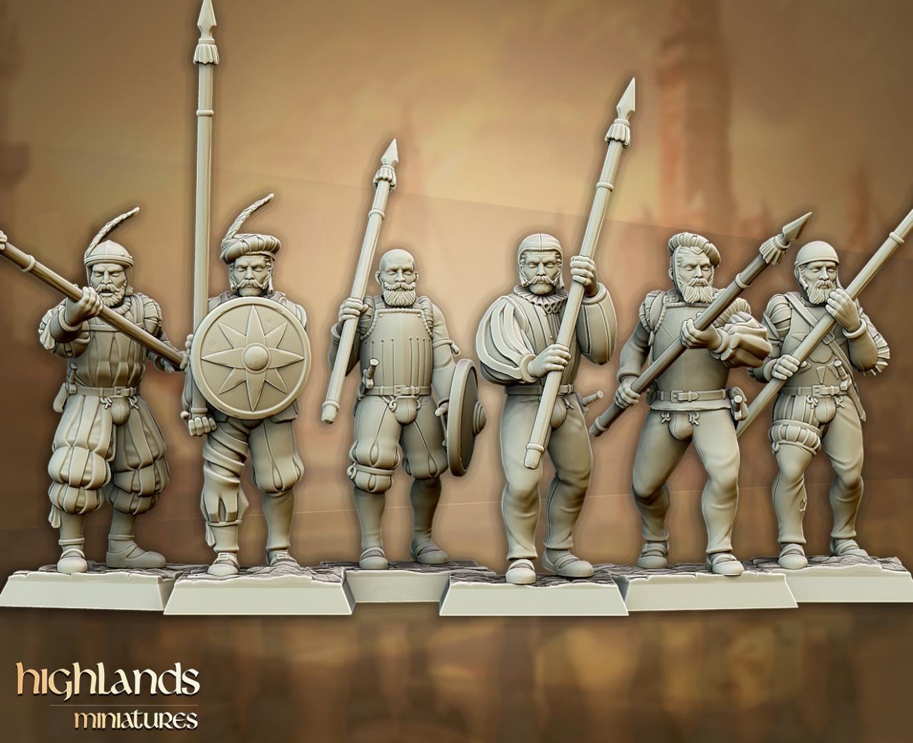 Sunland Imperial State Troops with Command Group 10 multipart models Highland Miniatures Various Scales (US tariffs are pre-paid by us)