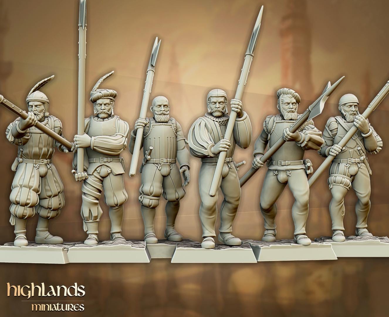 Sunland Imperial State Troops with Command Group 10 multipart models Highland Miniatures Various Scales (US tariffs are pre-paid by us)