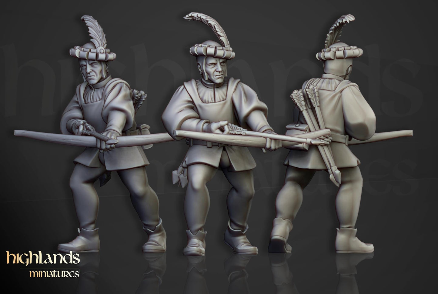 Sunland Bowmen 10 models Highland Miniatures Various Scales (US tariffs are pre-paid by us)