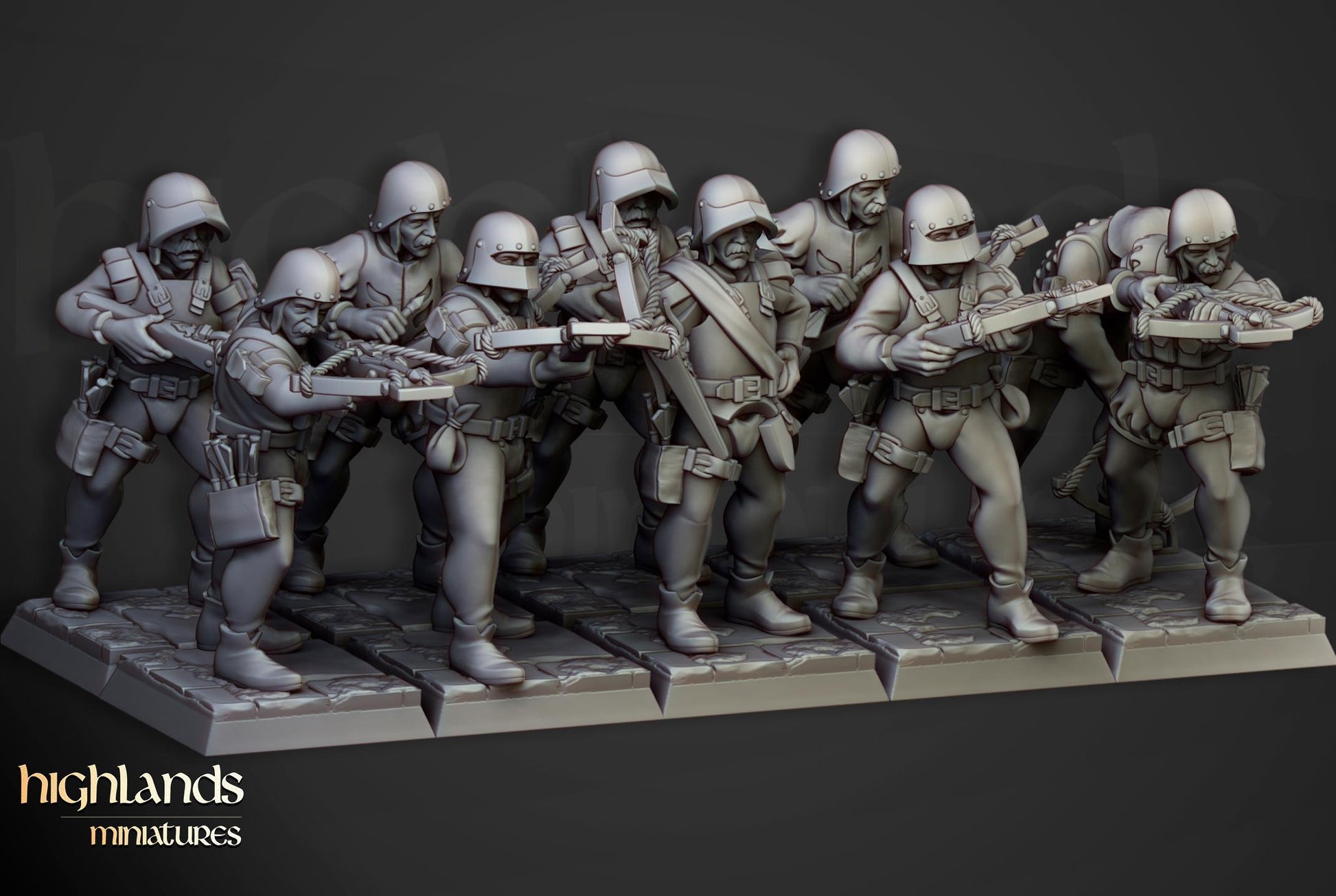 Sunland Crossbowmen 10 models Highland Miniatures Various Scales (US tariffs are pre-paid by us)