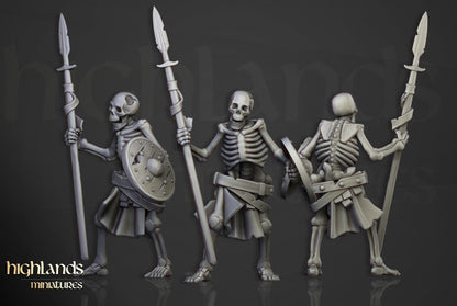 Skeleton Warriors with Spears and Command Group 10 models Highland Miniatures Transilvanya Undead Various Scales