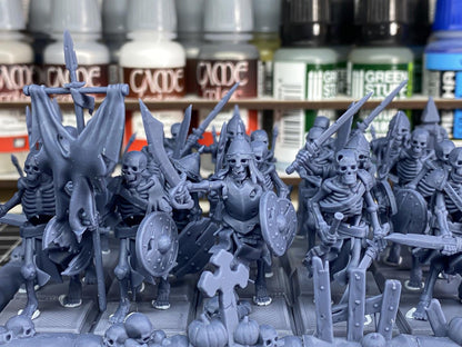 Skeleton Warriors with Swords and Command Group 10 models Highland Miniatures Transilvanya Undead Various Scales