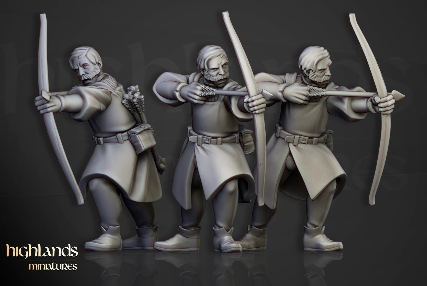 Sunland Bowmen 10 models Highland Miniatures Various Scales (US tariffs are pre-paid by us)