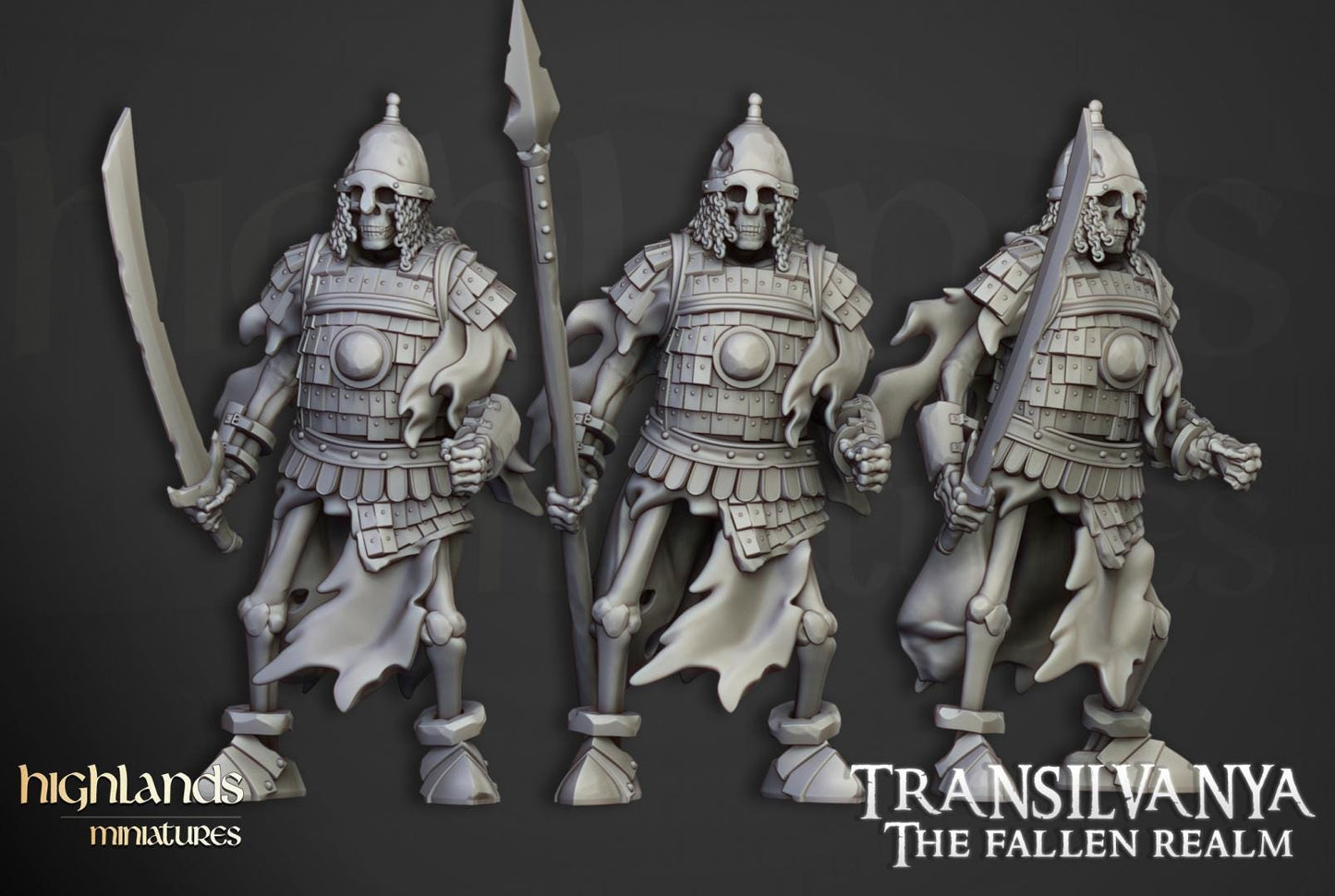 Skeleton Boyar Guards with Command Group 10 models Highland Miniatures Transilvanya Undead Various Scales (US tariffs are pre-paid by us)