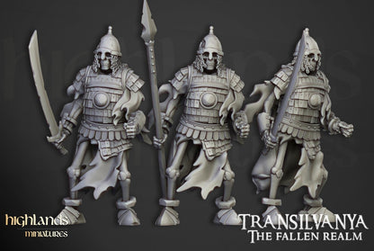 Skeleton Boyar Guards with Command Group 10 models Highland Miniatures Transilvanya Undead Various Scales (US tariffs are pre-paid by us)