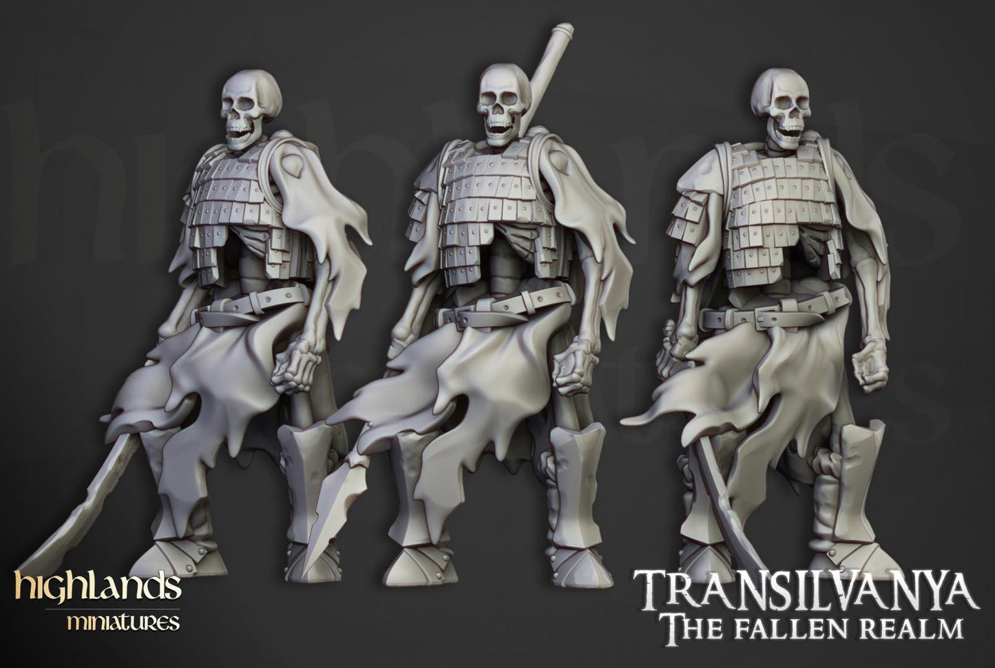 Skeleton Boyar Guards with Command Group 10 models Highland Miniatures Transilvanya Undead Various Scales (US tariffs are pre-paid by us)