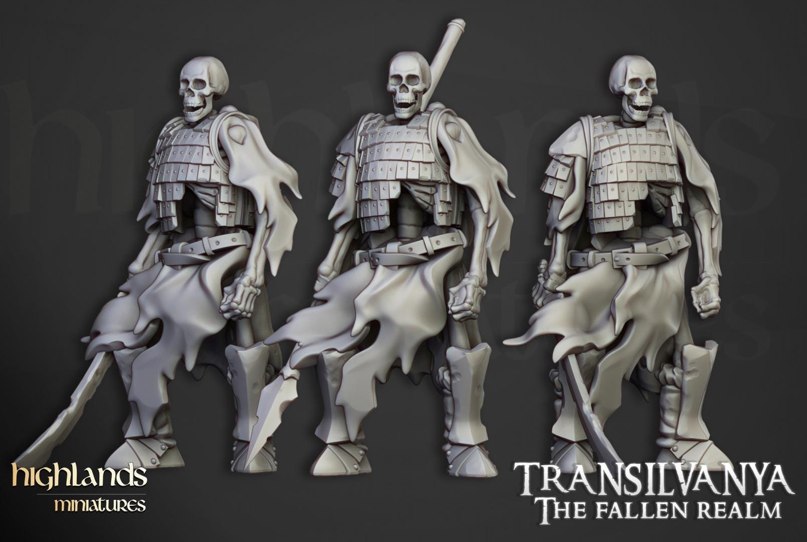 Skeleton Boyar Guards with Command Group 10 models Highland Miniatures Transilvanya Undead Various Scales (US tariffs are pre-paid by us)
