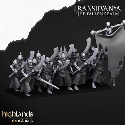 Skeletal Guards with Command Group 10 models Highland Miniatures Various Scales (US tariffs are pre-paid by us)
