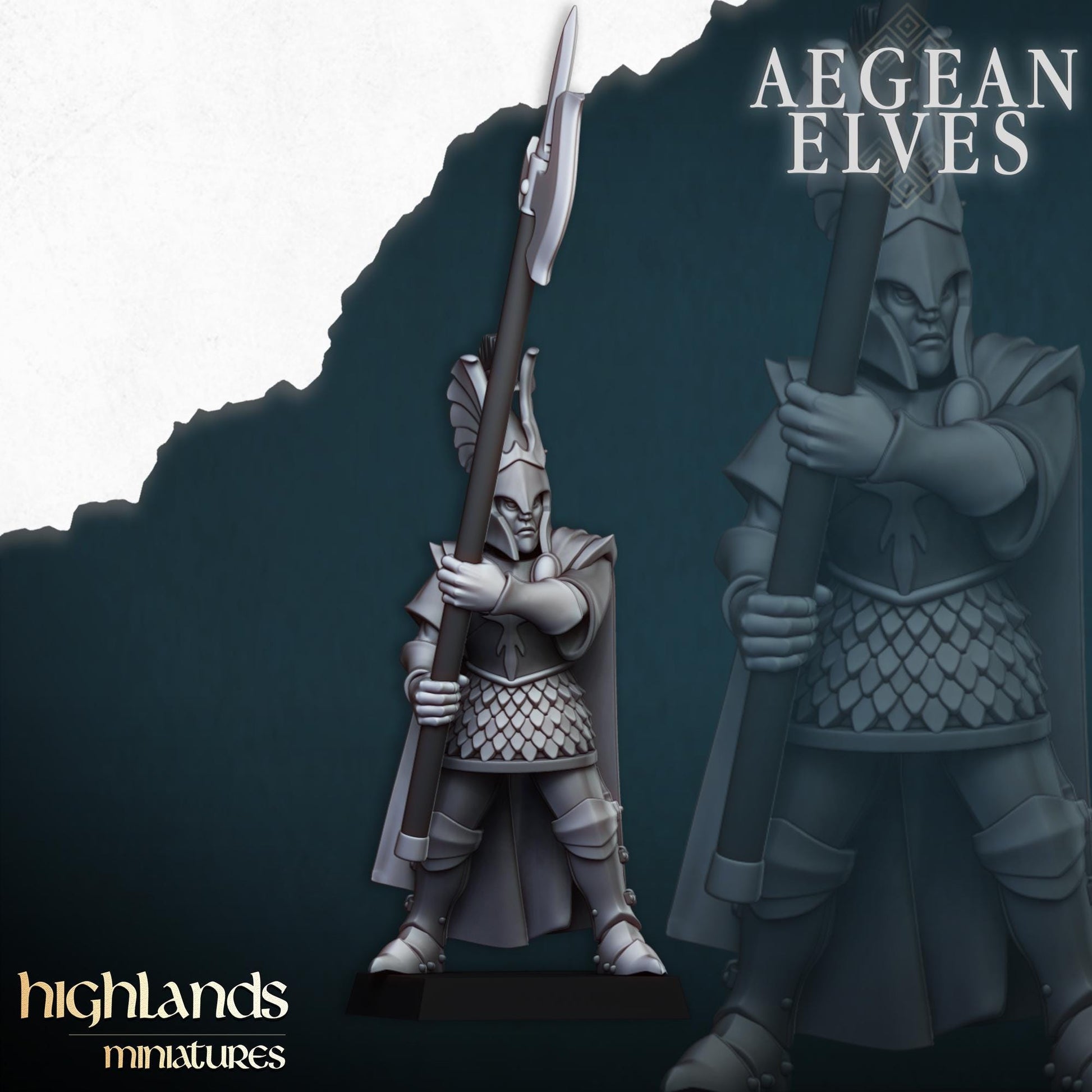 Mycenaean Guard Aegean Elves with Command Group 10 models Highland Miniatures Various Scales (US tariffs are pre-paid by us)