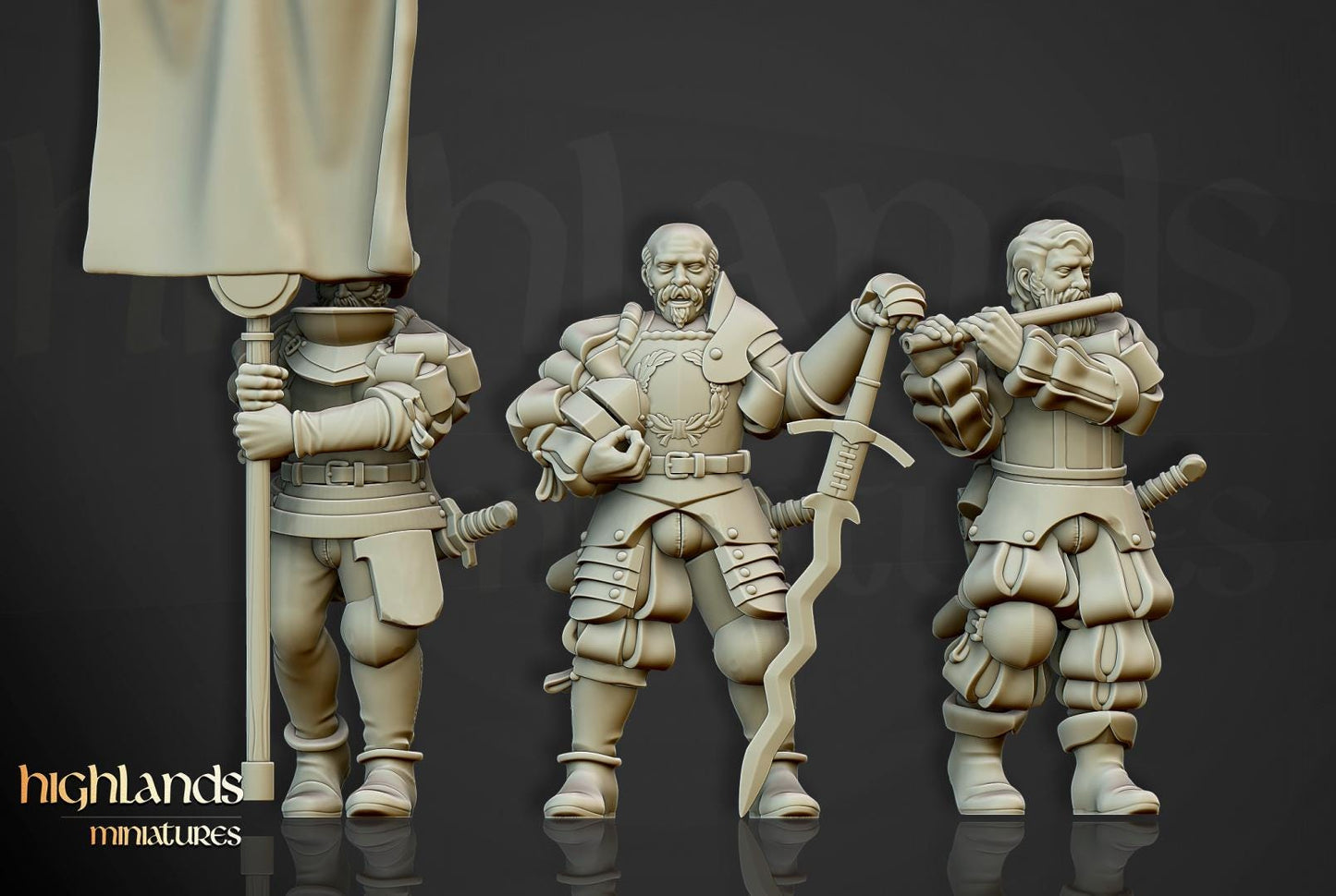 Landsknechts of Soltau with Command Group 10 models Highland Miniatures Various Scales (US tariffs are pre-paid by us)