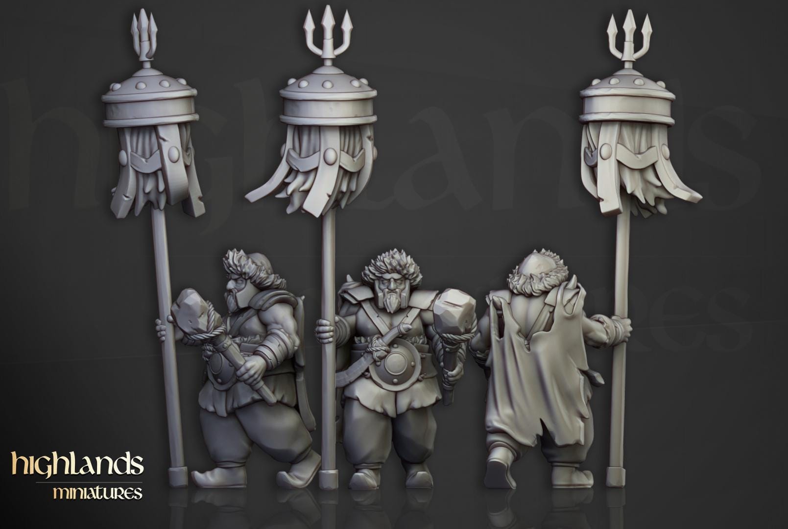 Khazarian Ogre Warriors with Command Group Highland Miniatures Various Scales (US tariffs are pre-paid by us)