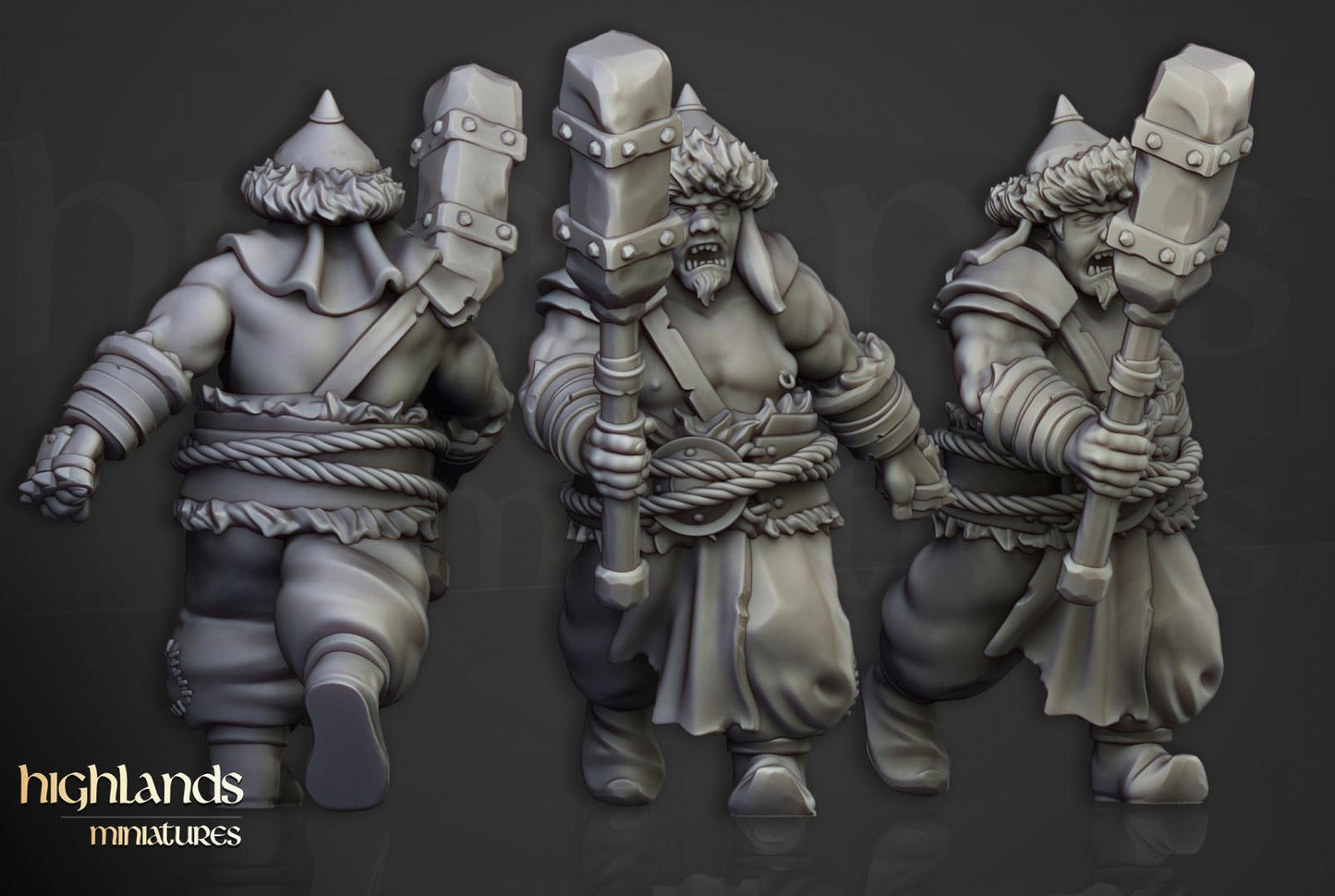 Khazarian Ogre Warriors with Command Group Highland Miniatures Various Scales (US tariffs are pre-paid by us)