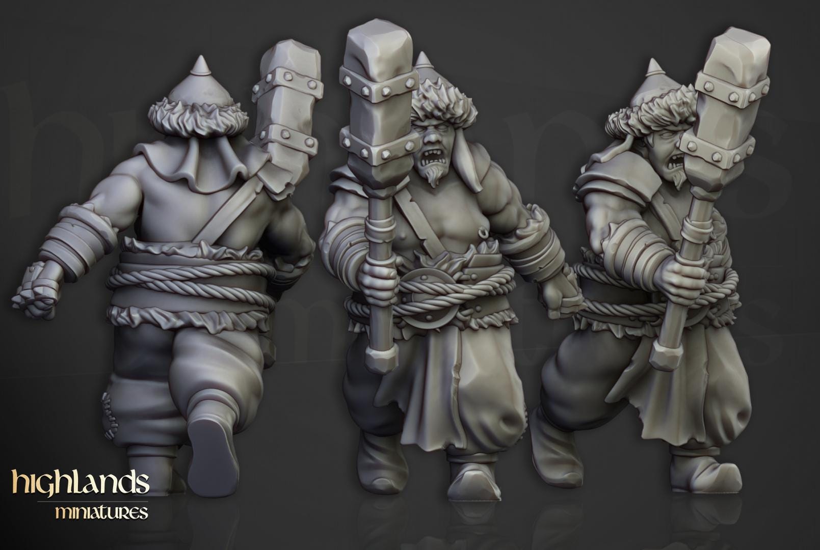 Khazarian Ogre Warriors with Command Group Highland Miniatures Various Scales (US tariffs are pre-paid by us)