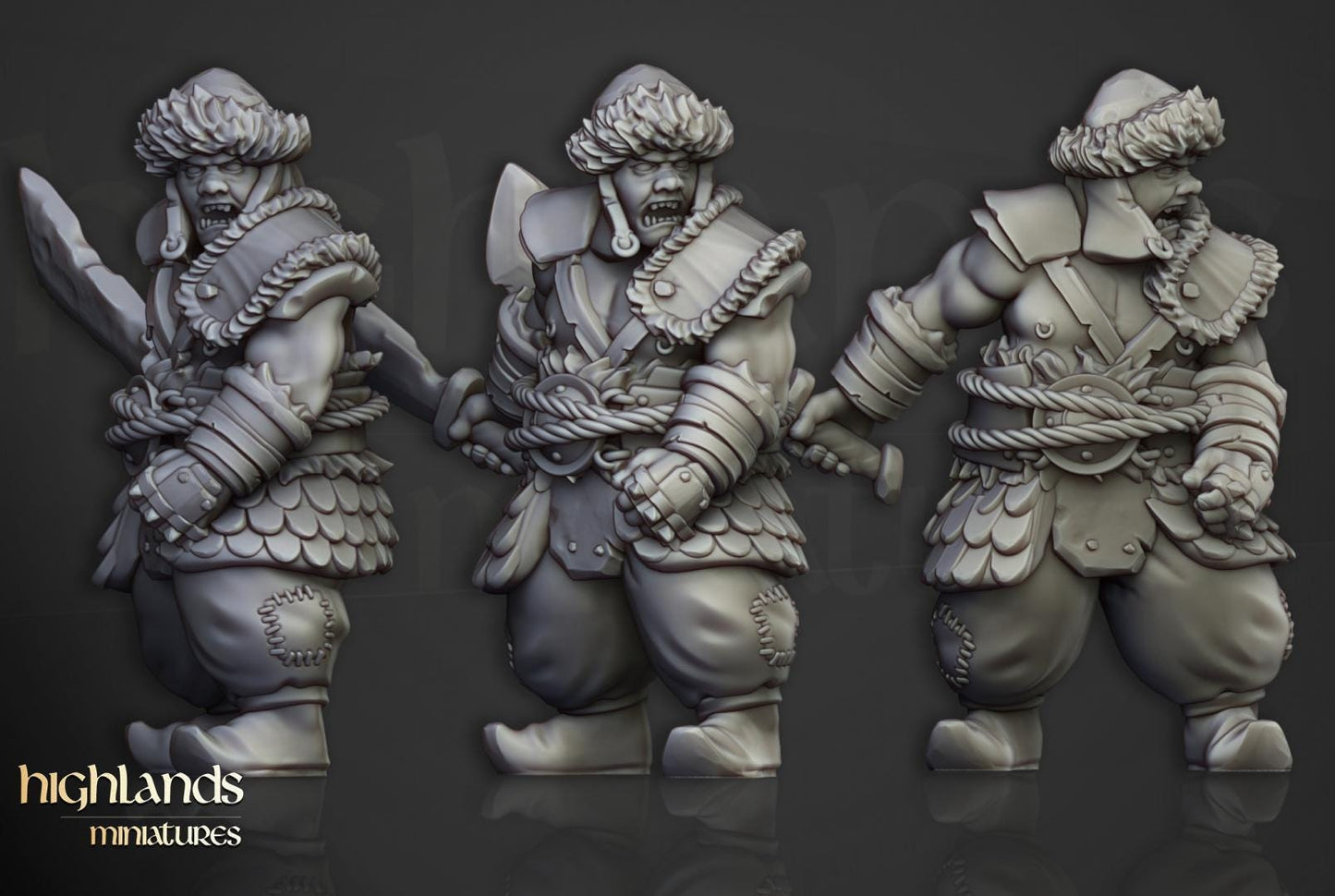 Khazarian Ogre Warriors with Command Group Highland Miniatures Various Scales (US tariffs are pre-paid by us)
