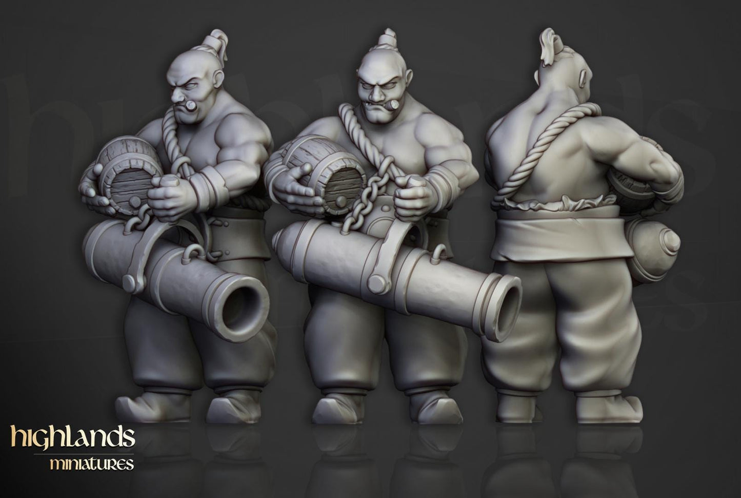 Khazarian Ogre Gunners 6 models Highland Miniatures Various Scales (US tariffs are pre-paid by us)